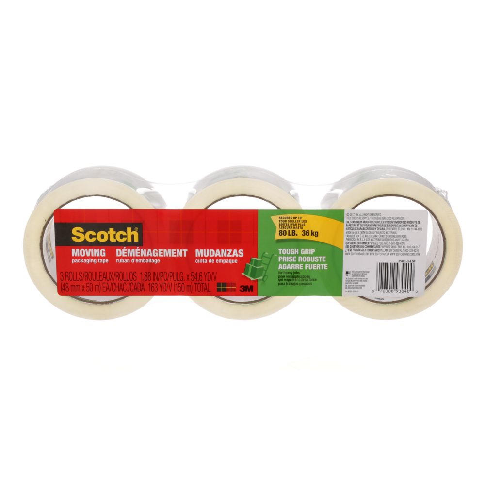 Scotch Packaging Tape 3500 3 ESF Clear 1 88 Inch X 54 6 Yd 48 Mm X 50