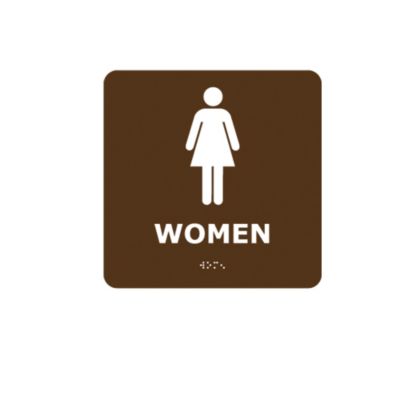 Nmc Ada-Compliant Braille Signs - 8X8" - Women Symbol - Brown - Brown