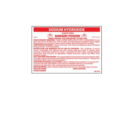 Nmc Hazmat Container Labels For Sodium Hydroxide - 5X3-1/4"