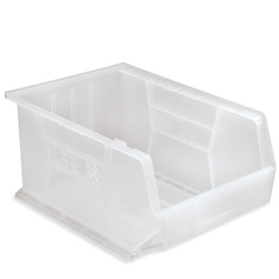 Quantum Ultra Clearview Poly Bin - 16"Wx11"Dx8"H - Clear - Lot of 4  (QUS255CL)