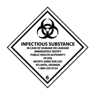 Nmc 4X4" Vinyl Dot Shipping Labels - Infectious Substance 6