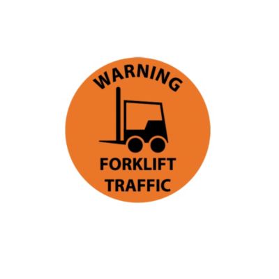 Nmc Walk-On Floor Sign - 17" Diameter - Warning Forklift Traffic