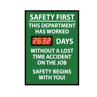 Nmc No Accidents Digital Safety Scoreboard - 20X28" - This Department Has Worked...