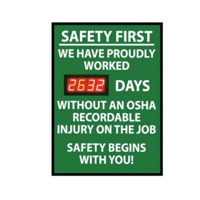 Nmc No Injuries Digital Safety Scoreboard - 20X28" - We Have Proudly Worked...