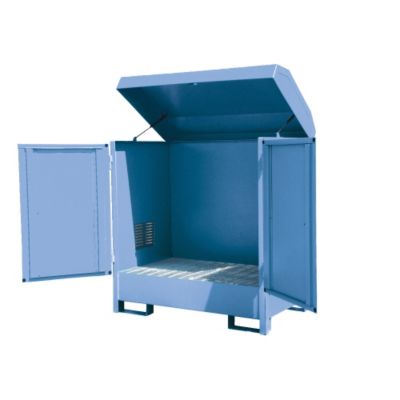 Eurokraft Steel Outdoor Drum Storage Cabinets - Two-Drum Capacity - Blue  (K17-3502)