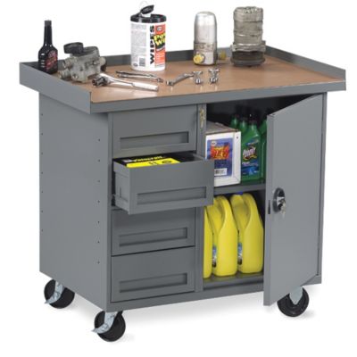 Tennsco Mobile Workcenters 4 Drawers, 1 Shelf Gray Gray