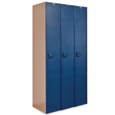 Hallowell Aquamaxa,, Lockers - 1 Tier - 3 Lockers Wide - Taupe With Blue Doors - Taupe With Blue Doors  (HPL3282-1A-TB)