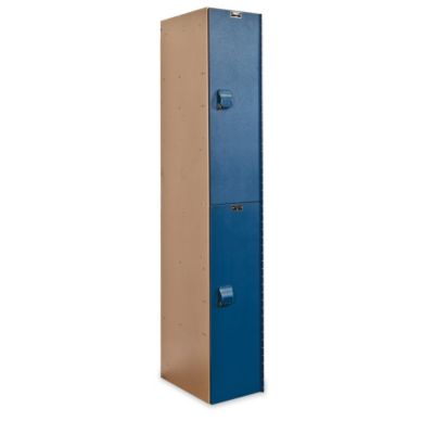 Hallowell Aquamaxa,, Lockers - 2 Tiers - 1 Locker Wide - Taupe With Blue Doors - Taupe With Blue Doors  (HPL1282-2A-TB)