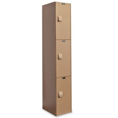 Hallowell Aquamaxa,, Lockers - 3 Tiers - 1 Locker Wide - Taupe - Taupe  (HPL1282-3A-TE)