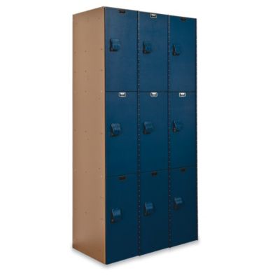 Hallowell Aquamaxa,, Lockers - 3 Tiers - 3 Lockers Wide - Taupe With Blue Doors - Taupe With Blue Doors  (HPL3282-3A-TB)