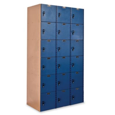 Hallowell Aquamaxa,, Lockers - 6 Tiers - 3 Lockers Wide - Taupe With Blue Doors - Taupe With Blue Doors  (HPL3282-6A-TB)