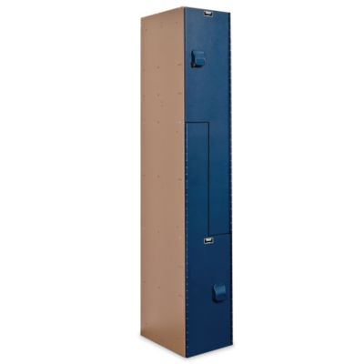 Hallowell Aquamaxa,, Lockers - Z-Tier - 1 Locker Wide - Taupe With Blue Doors - Taupe With Blue Doors  (HPL1282-ZA-TB)