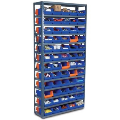 Akro-Mils Steel Shelving With Double-Hopper Indicator Bins - 36X12x75" - (96) 4-1/4 X11-5/8 X4" Bins - Gray