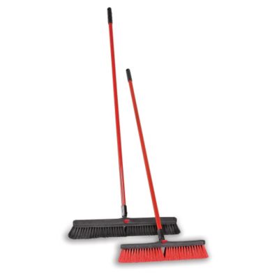 Libman Push Broom With Resin Block - 24" - Medium-Duty Bristles - Red