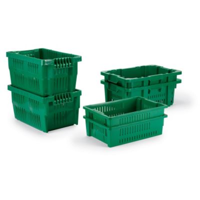 Lewisbins+ Ventilated Stack And Nest Container - 23.9X18.7X8.8" - Green - Lot of 5