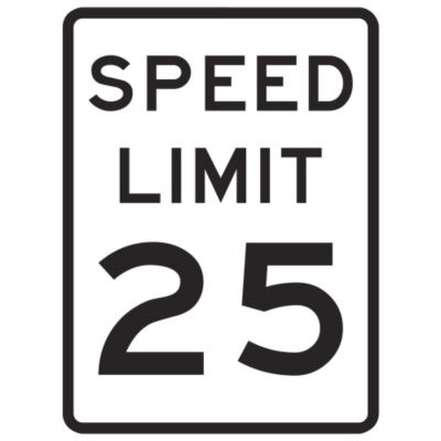 Tapco Traffic Sign - Hip Grade - Speed Limit 25 - Black/White - 18x24"