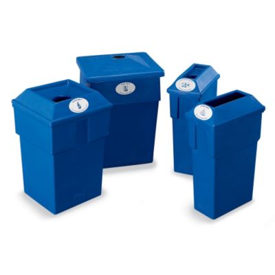 Techstar Bullseye Recycling Container - With Round Hole Opening - 16-Gallon Capacity - Blue