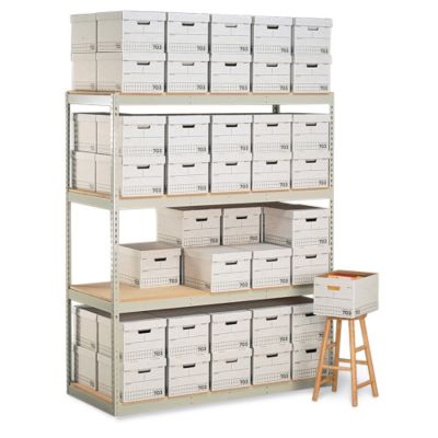 Penco Record Storage - 42X30x108" - Particleboard Decking - Add-On Unit - Light Putty