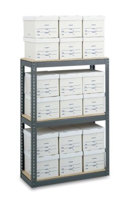 Edsal Record Storage - 42X17x84" - Particleboard Decking - Gray