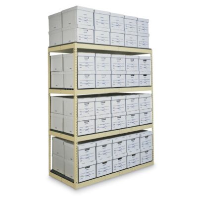 Hallowell Rivetwell Record Storage With Ez-Deck Steel Decking - 69X15x60" - Starter Unit