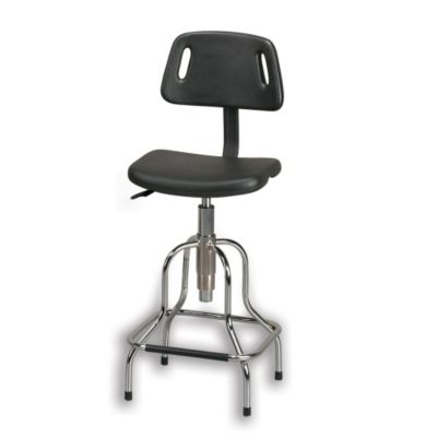 Relius Solutions Four-Leg Chrome Base Contemporary Polyurethane Seating - Chair - 23-1/2 -27" Seat Height - Black