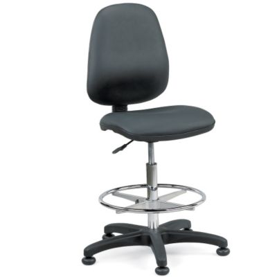 Relius Solutions Industrial-Grade Seating - Chair - 16-22" Seat Height - Vinyl Upholstery - Floor Pods - Black