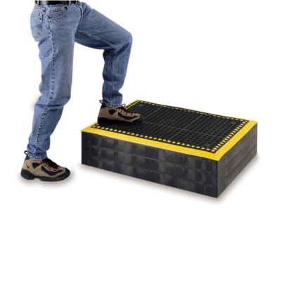 Structural Plastics Platform Mat For Add-A-Level Work Platforms - 96X36" - Black With Yellow Border - Black With Yellow Border