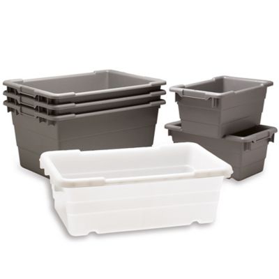 Akro-Mils Cross-Stack Akro-Tub Tote - 23-3/4 X17-1/4 X12" - Gray - Lot of 6