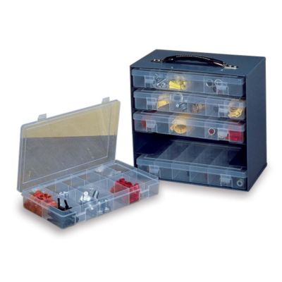 Durham Plastic Divider Box - 11X6-3/4 X1-3/4" - (6) Compartments - (5) Dividers - Clear