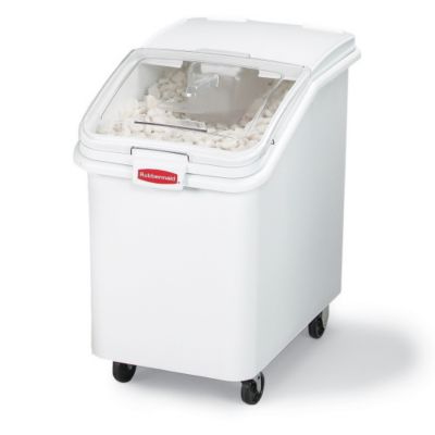 Rubbermaid Prosave Mobile Bulk Storage Bins With Scoops - 13-1/8"Wx29-1/4"Dx28"H - White