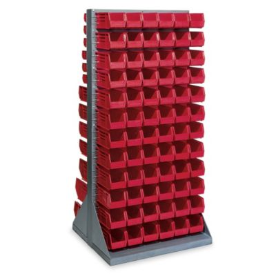 Akro-Mils Louvered Panel Bin Rack - 35-3/4 X32x75-1/8" - (144) 5-1/2 X10-7/8 X5" Bins - Red - Gray