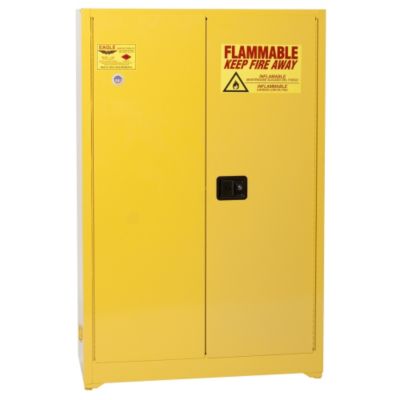 Eagle Double-Wall Flammable Liquids Safety Cabinet - 43X18x65" - 45-Gallon Capacity - Self-Closing Sliding Doors - Yellow - Yellow