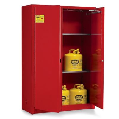 Eagle Double-Wall Flammable Liquids Safety Cabinet - 43X18x65" - 45-Gallon Capacity - Self -Closing Doors - Yellow - Yellow