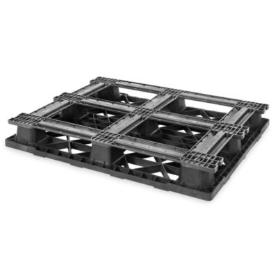 Snap-Together Double-Deck Plastic Pallets - Perimeter Base - Black
