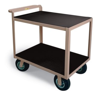 Little Giant All-Welded Instrument Carts With Crossbrace Handle - 48"Wx24"D Shelf - Tan - Flush Shelves - Tan