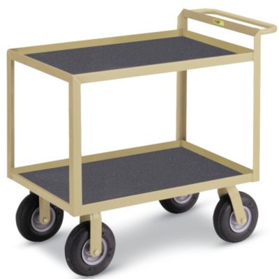 Little Giant All-Welded Instrument Carts With Crossbrace Handle - 48"Wx30"D Shelf - Tan - Flush Shelves - Tan