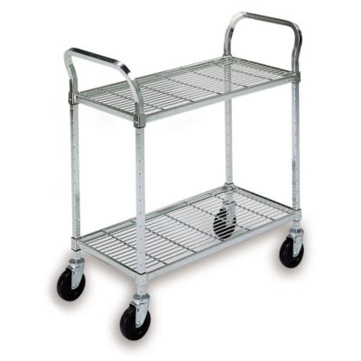 Relius Solutions Square-Post Wire Utility Carts With Rubber Casters - 48"Wx18"D Shelf - 2 Shelves