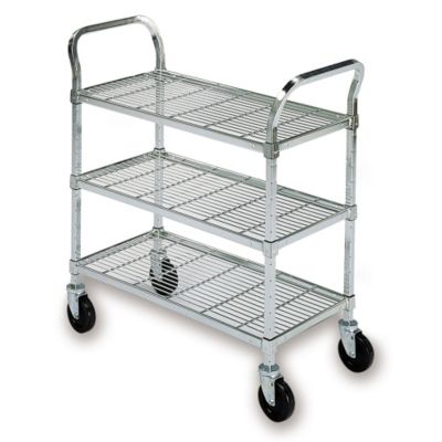 Relius Solutions Square-Post Wire Utility Carts With Rubber Casters -60"Wx24"D Shelf - 3 Shelves