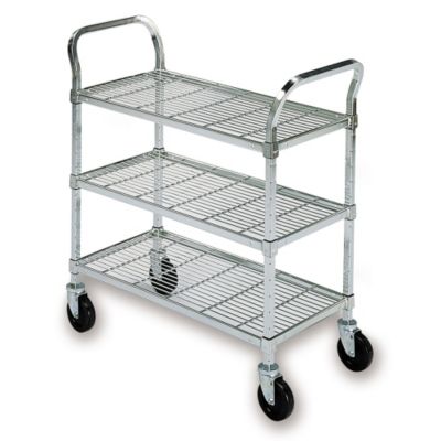 Relius Solutions Square-Post Wire Utility Carts With Rubber Casters - 36"Wx18"D Shelf - 3 Shelves