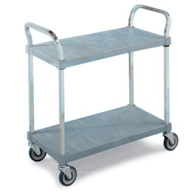 Steel-Reinforced Plasteel Utility Carts - 48"Wx18"D Shelf - Solid Shelves