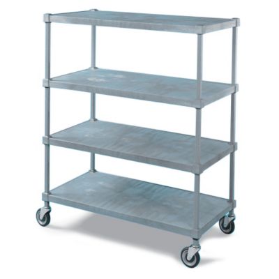 Steel-Reinforced Plasteel Shelf Trucks - 48"Wx24"D Shelf - Solid Shelves