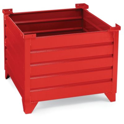 Topper Corrugated Steel Bulk Containers - 49-2/5"Wx49-2/5"Lx29-1/2"H - Red