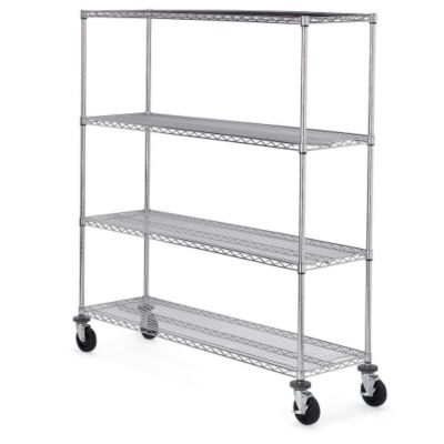 Olympic Chrome Round-Post Wire Shelf Trucks - 48"Wx24"D Shelf - 60"