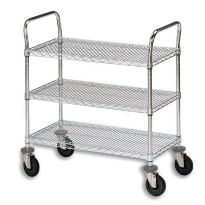 Olympic Chrome Wire Utility Carts - 48"Wx24"D Shelf - 3 Shelves