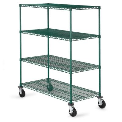 Olympic Green Epoxy Round-Post Wire Shelf Trucks - 36"Wx18"D Shelf - 60"