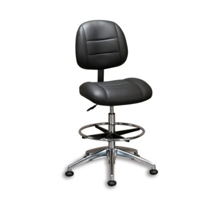 Relius Solutions Industrial Leather Seating - Chair - 17-1/2 -23-1/2" Seat Height - Aluminum Base - Floor Pods - Gray