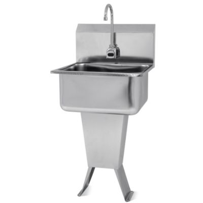 Columbia Products Stainless Steel Sinks - 21X20x41-1/2" - Floor Pedestal Mount - Battery Powered Sensor