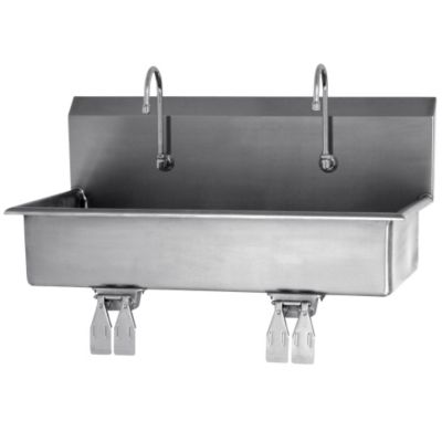 Columbia Products Wall Mount Multi Faucet Sinks - 40X20x18" - 2 Faucets - Pedal