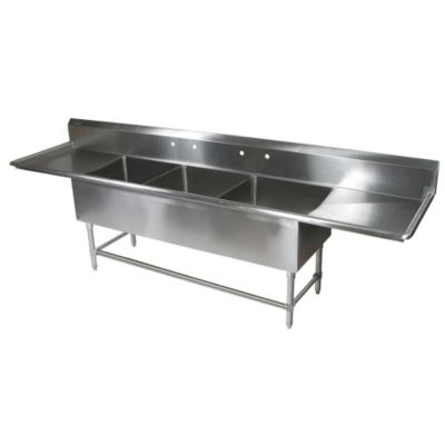 John Boos Stainless Steel Sinks With Drain Boards - 18"Lx24"W Bowl - 3 Sinks