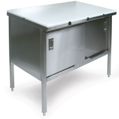 John Boos Poly Top Enclosed Workbench With Sliding Doors - 60X30" Top - Without Backsplash